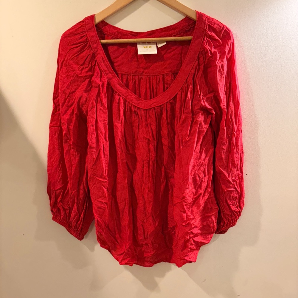 Anthropologie Red Blouse